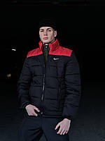 Мужская куртка Nike (Найк) зимняя теплая с капюшоном ветроустойчивая до - 25 красная премиум