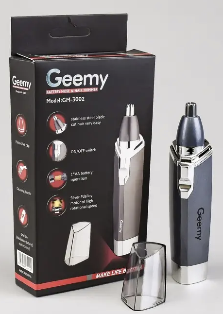 Тример універсальний Gemei GM-3002 бритва для носа та вух на батарейках