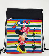 Рюкзак мешок для сменой обуви с дополнительным карманом на молнии Мики Маус оптом