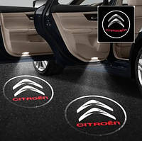 Светодиодная подсветка на двери автомобиля с логотипом Citroen