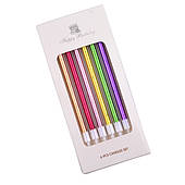 Свічки для торта Металік РІЗНОКОЛЬОРОВИЙ в коробці 6 шт.