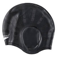 Шапочка для плавания силиконовая черная с ушами Speedo SSC06BL