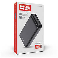 Батарея універсальна ColorWay 20 000 mAh Slim (CW-PB200LPD2BK)