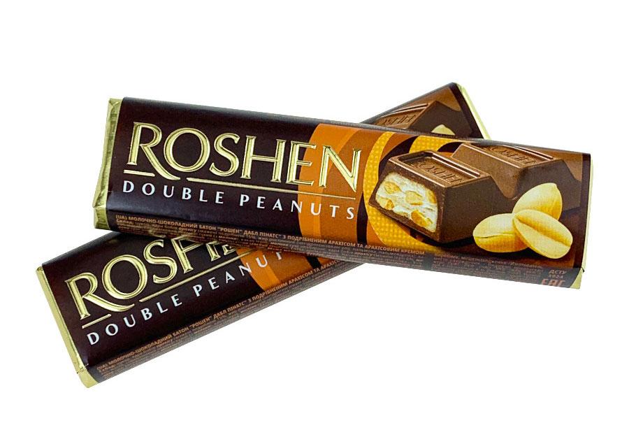 Батон ROSHEN  Double peanuts мол-шок з арахісом та арахісовим кремом ВКФ 39г /180шт