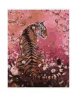 Картина по номерам Тигр на розовом фоне Strateg  40х50 см GS918С