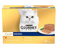 Упаковка вологого корму Gourmet Gold для котів Паштет з яловичиною,з тунцем,з печінкою,з індичкою 12 шт по 85