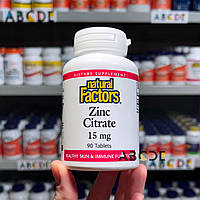 Natural Factors Zinc Citrate, цинк цитрат, 15 мг, 90 таблеток