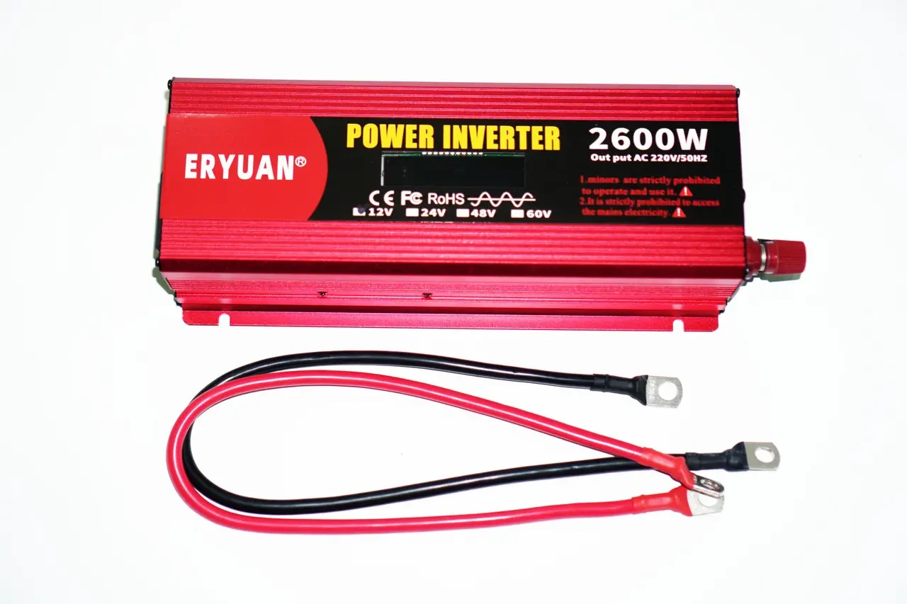 Перетворювач напруги, Інвертор Чиста синусоїда 12 В/220 В 2600 W з вольтметром, Автоінвертор