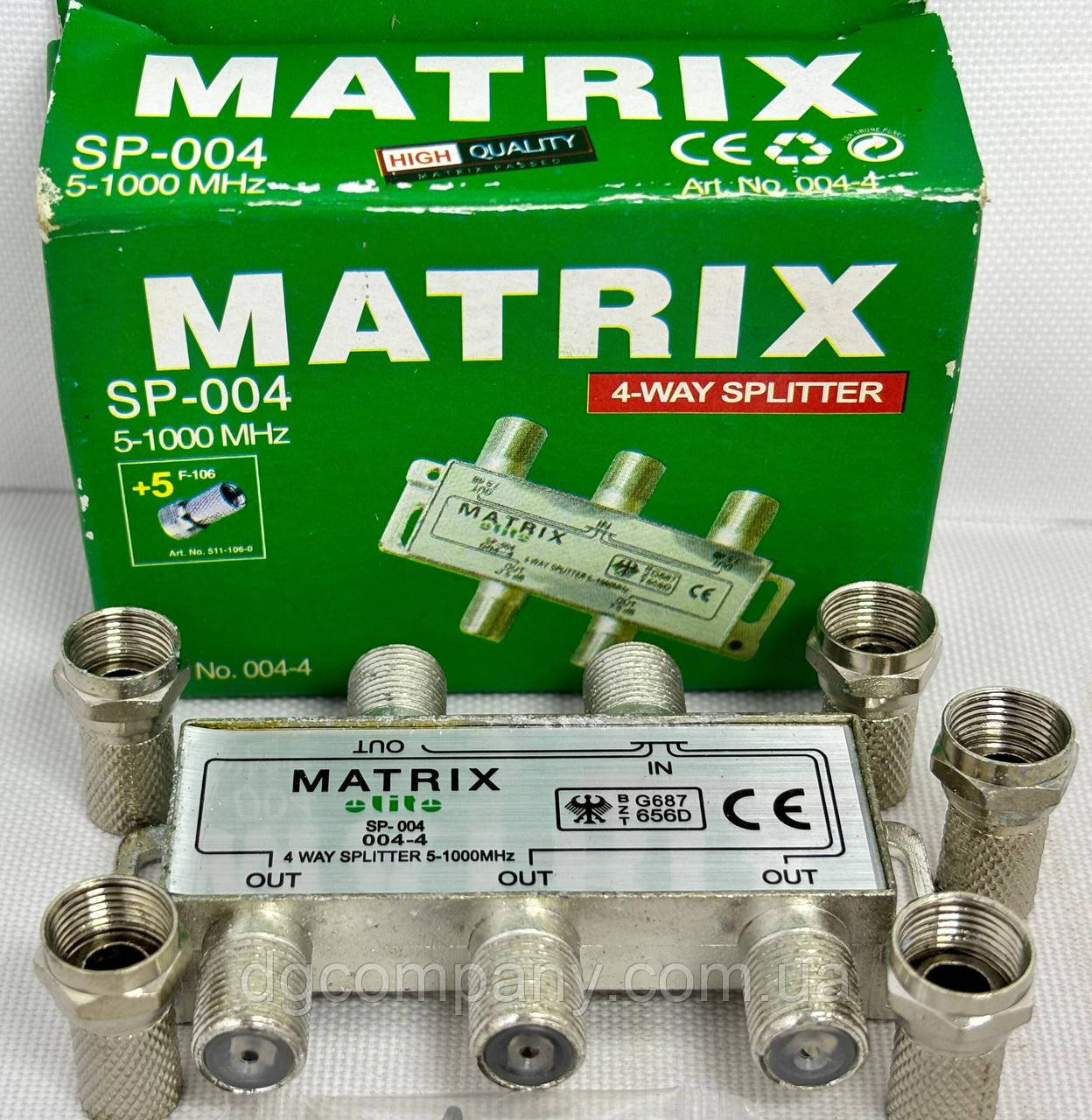 Розгалужувач телевізійного сигналу Matrix на 4 телевізори з 5 F-роз'ємами