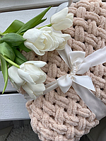 Вʼязаний плед алізе пуффі, ручна робота, під замовлення різні розміри