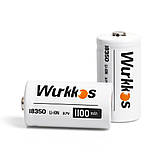 Акумулятор 18350 WURKKOS 1100 mAh Li-Ion 3.7v, 500 циклів, Немає ефекту пам'яті, Реальна ємність, Оригінал, 1 шт., фото 2