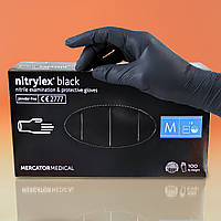 Перчатки нитриловые черные Mercator Nitrylex Black M 100 шт