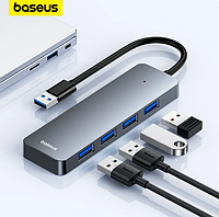 USB-концентратор Baseus, 4 порта, ABS-концентратор, USB 3.0 для ноутбука, мультисплиттер, адаптер для Xiaomi,