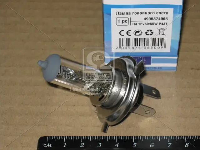 Лампа автомобільна H4 12V P43T ближній фарний + дальній 60/55W Tempest