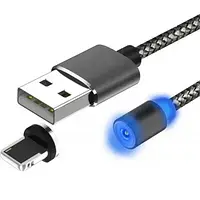 Магнитная зарядка USLION магнитный кабель Iphone (Айфон) Lightning/USB 2A с подсветкой, 1 м