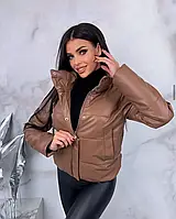 Тёплая кожаная женская куртка. Тёплая женская куртка из эко-кожи