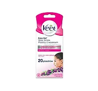 VEET EASY-GEL ПЛАСТИРИ С ВОСКОМ ДЛЯ ДЕПИЛЯЦИИ ЛИЦА НОРМАЛЬНАЯ КОЖА 20 ШТ