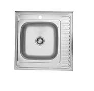 Мийка кухонна квадратна накладна 60 см із сифоном, мийка для кухні, мийка для кухні