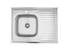 Мийка кухонна квадратна накладна Сатин 80 см із сифоном, мийка для кухні, мийка для кухні