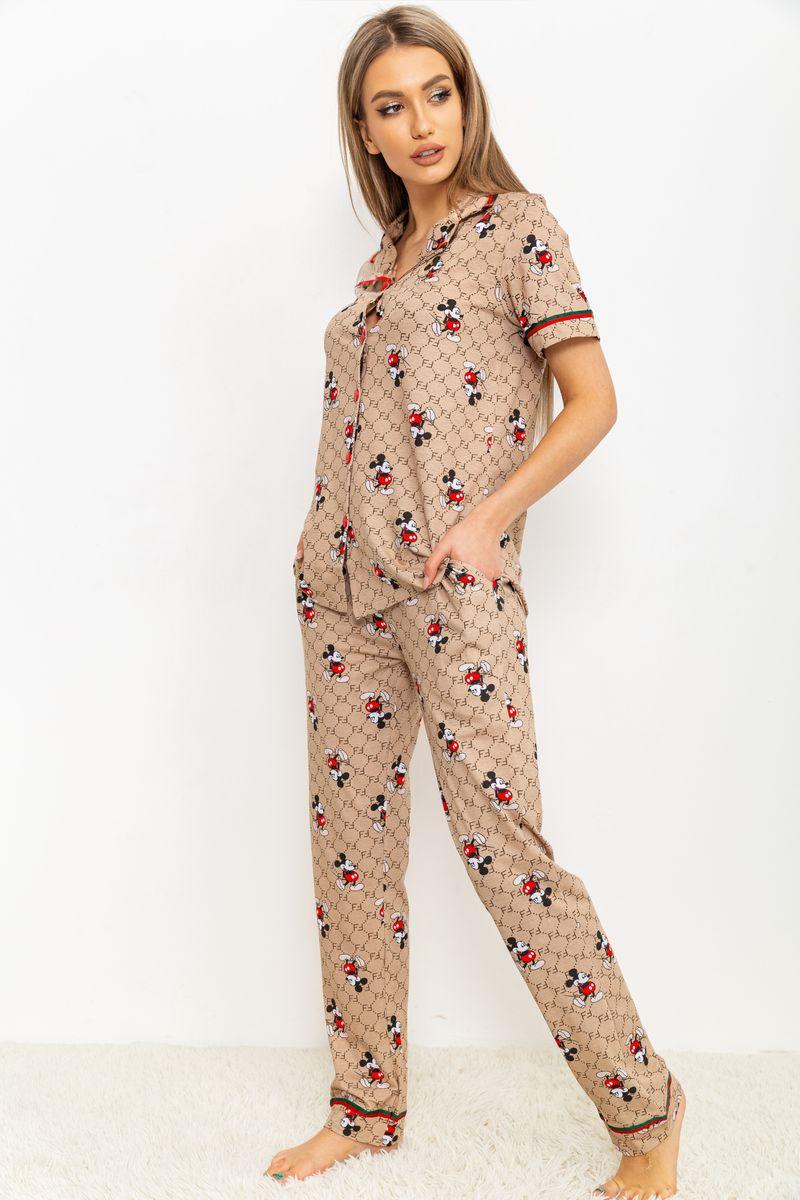 Пижама женская с принтом, цвет бежевый, размер S, 219RP-241 - фото 4 - id-p2063723863