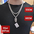 Срібний кулон Архангел Михайло та ланцюжок чоловічий комплект із чорнінням 925 проба, фото 5