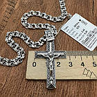 Срібний прямий хрест та ланцюжок чоловічий комплект з чорнінням 925 проба, фото 7