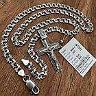 Срібний прямий хрест та ланцюжок чоловічий комплект з чорнінням 925 проба, фото 4