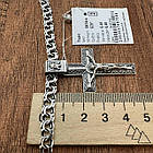 Срібний прямий хрест та ланцюжок чоловічий комплект з чорнінням 925 проба, фото 5