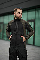 Удобная хаки мужская ветровка на весну, практичная мужская весенняя куртка черный цвет с хаки XL