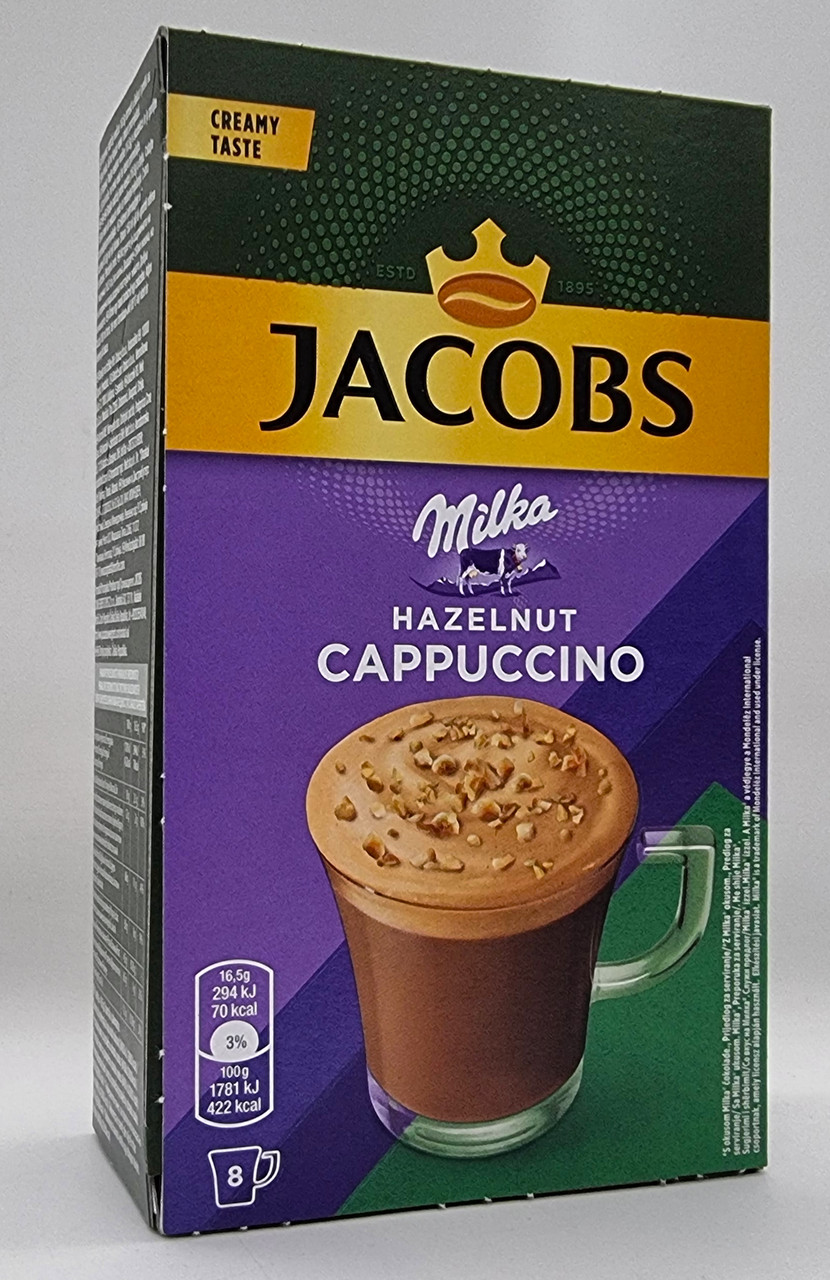 Jacobs, Milka Hazelnut Cappuccino, 8 шт. х 16.5 г, Напій кавовий зі смаком лісового горіха та шоколаду Мілка