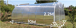 Теплиця Веган з полікарбонатом 4мм Розмір 4×10х2.2м Оцинкована  квадратна труба bigtorg.in.ua