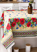 Скатертина лляна 150х150 см (квадратна, на круглий стіл) Колосок