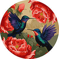 Картина по номерам Разноцветные колибри с красками металлик d39 Идейка KHO-R1048