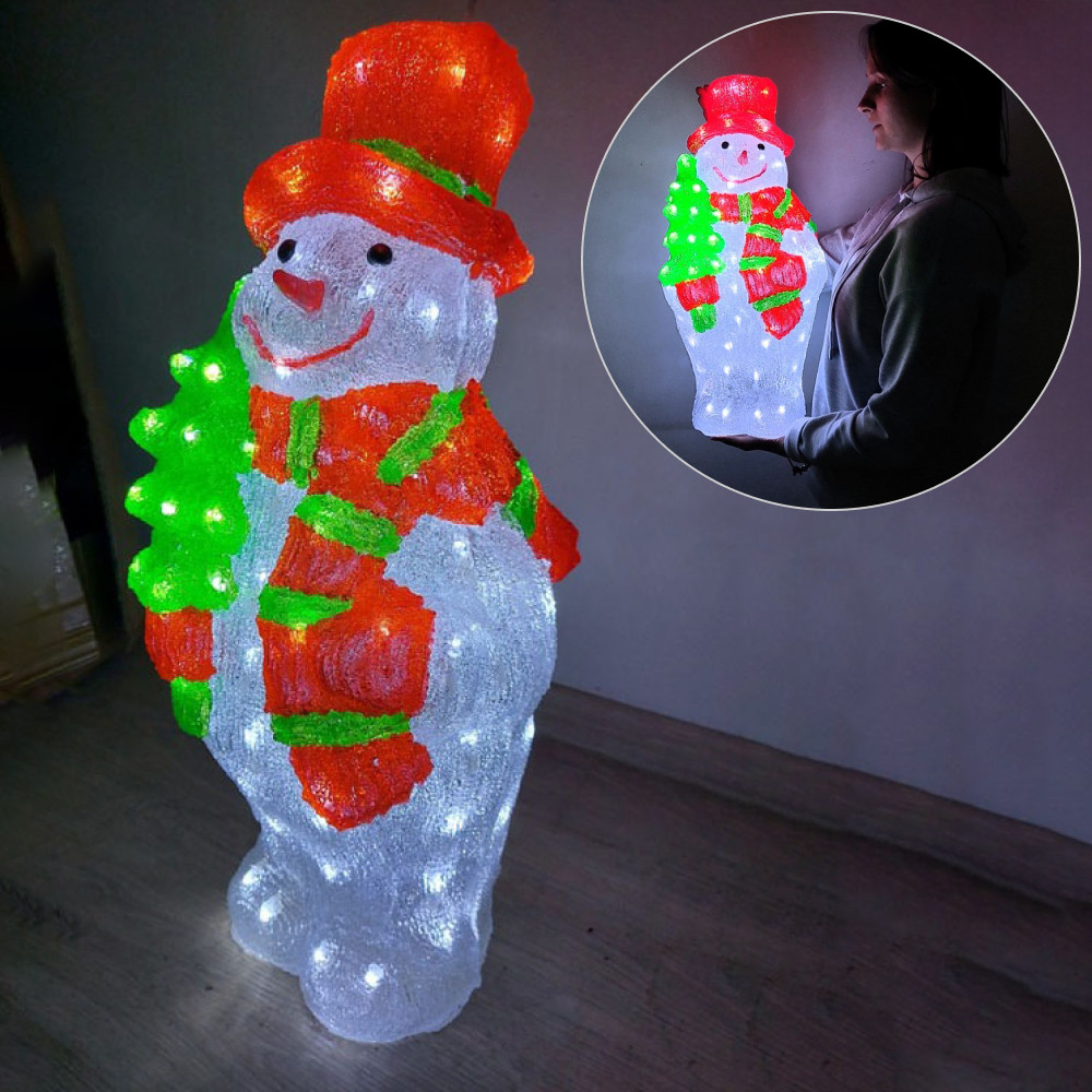 Декоративна новорічна фігура "Сніговик" з LED підсвічуванням, акрил, 60см, 220V, IP40