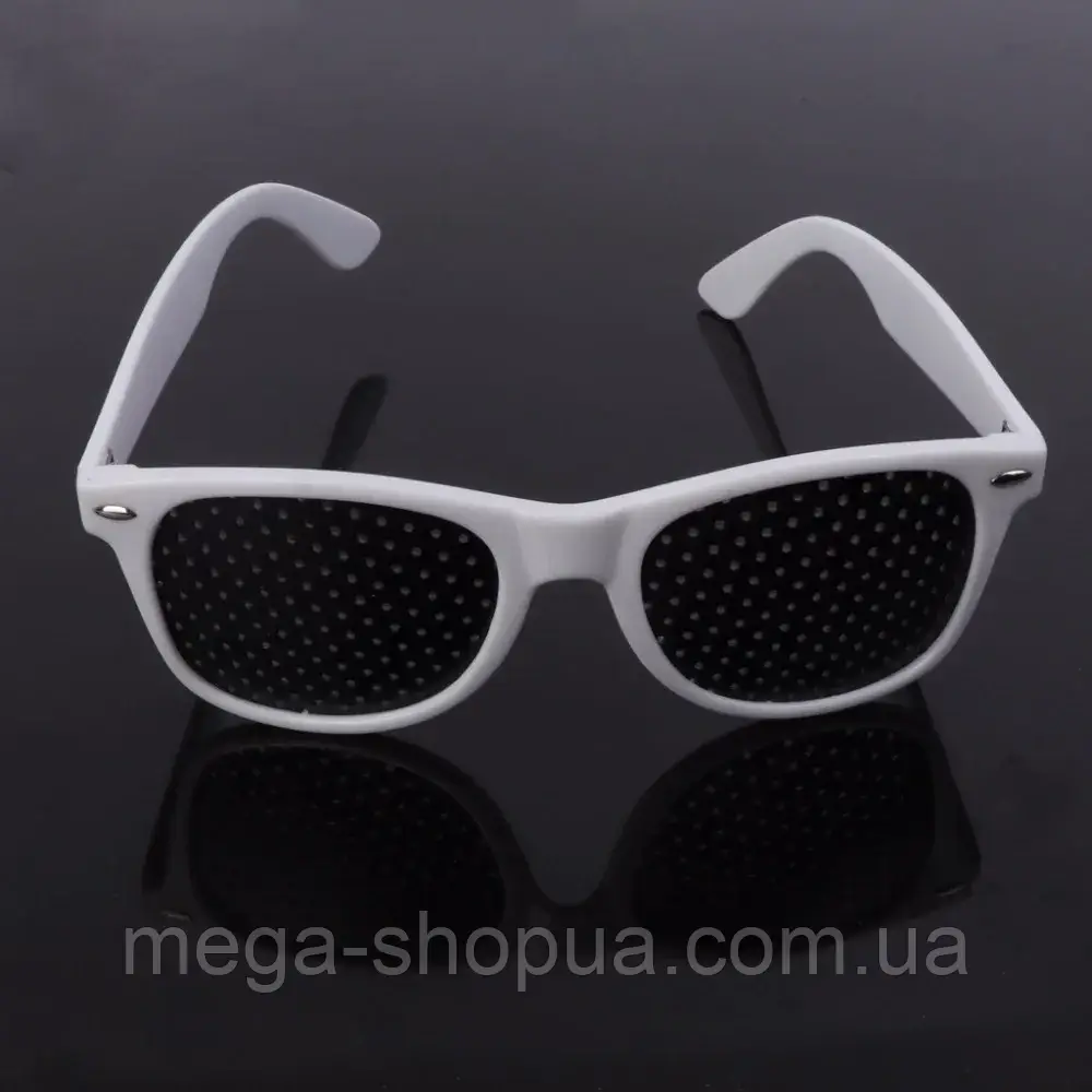 Окуляри-перфораційні "Ray-Ban — Білі". Перфораційні окуляри з дірочками. Окуляри тренажер для поліпшення зору