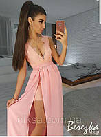 Соблазнительное платье розового цвета с декольте 36-70 размер