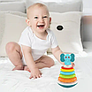 Багатофункціональна інтерактивна музична пірамідка неваляшка з прорізувачем та брязкальцем світло мелодії звуки тварин 2 види, фото 6