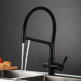 Змішувач для кухні з підключенням фільтрованої води LANDBERG LB-1531 Black, фото 3