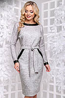 Женское платье ангора-софт с карманами и кожаными вставками 36-70 размер