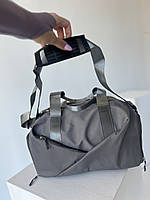 Спортивная женская сумка на 4 отделения "Конверт" для зала, компактный размер 40x23x23 см (серая)
