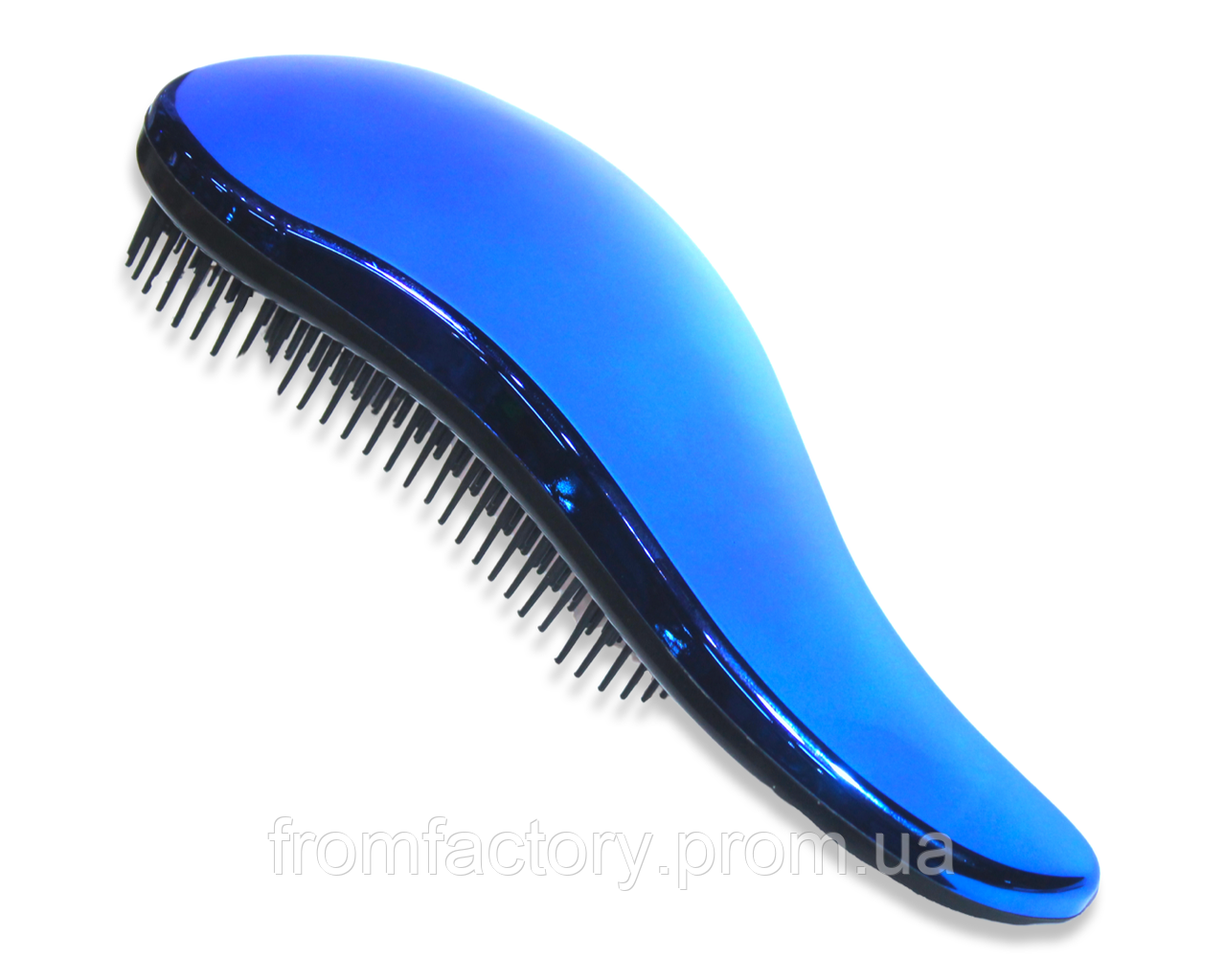 Гребінець/масажка для волосся великий із м'якими зубчиками блискучий 19 см: Синій