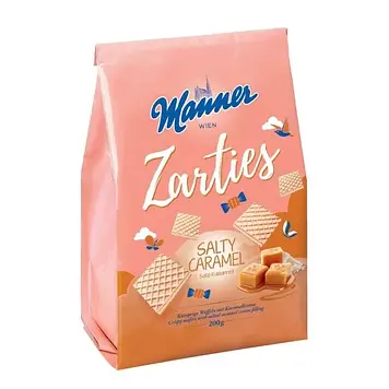 Вафлі Manner Zarties з начинкою солона карамель 200 г 5шт/ящ