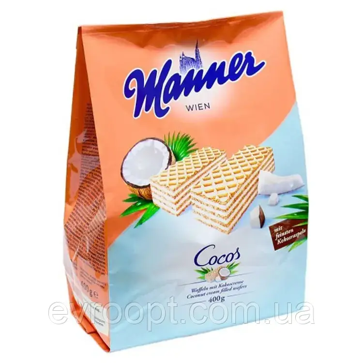 Вафлі Manner Coconut Cream з кокосовим кремом 400 г. 10шт/ящ,