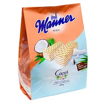 Вафлі Manner Coconut  Cream з кокосовим  кремом 400 г. 10шт/ящ,