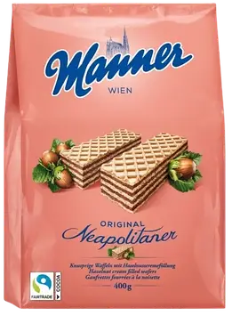 Вафлі Manner Hazelnut cream filled з горіховим кремом 400 г  10шт/ящ