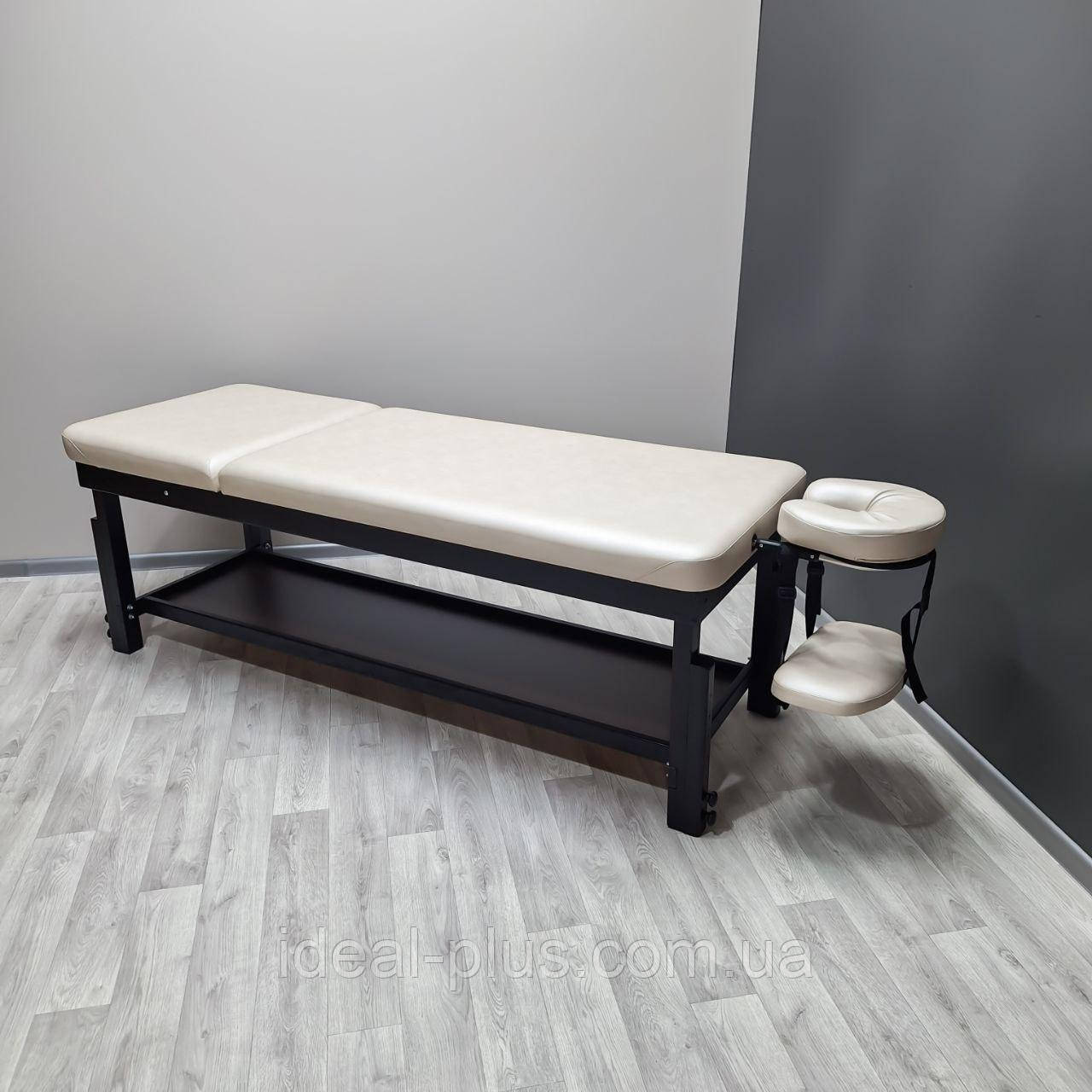 Професійний масажний стіл ширина 80 см KP10 BROWN ZEUS DELUXE масажна кушетка дерев'яна ДВІ секції, фото 1
