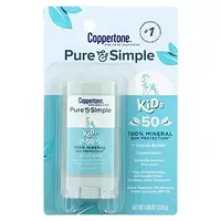 Coppertone, Pure & Simple, Kids, солнцезащитный стик для детей, SPF 50, какао-масло, 13,9 г (0,49 унции) в