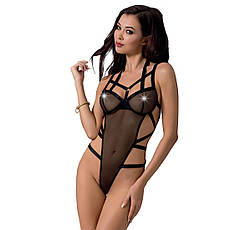 Боді-монокіні Passion HAGAR BODY XXL/XXXL black, сітка, стрипи подвійні бретелі, чашки з кісточками, Київ