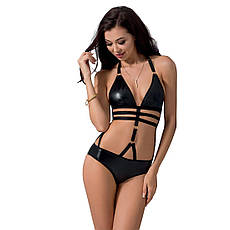 Сексуальне боді-монокіні Passion LAMIS BODY L/XL black, стрипи, блискуча ламе, Київ