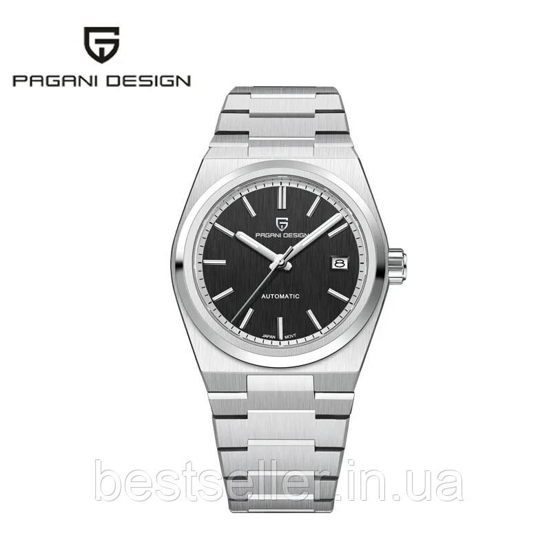 ГОДИ PAGANI DESIGN PD-1753 BLACK DIAL В СТИЛЕ TISSOT PRX SEIKO NH35 10ATM (WR100M) WATER PROOF